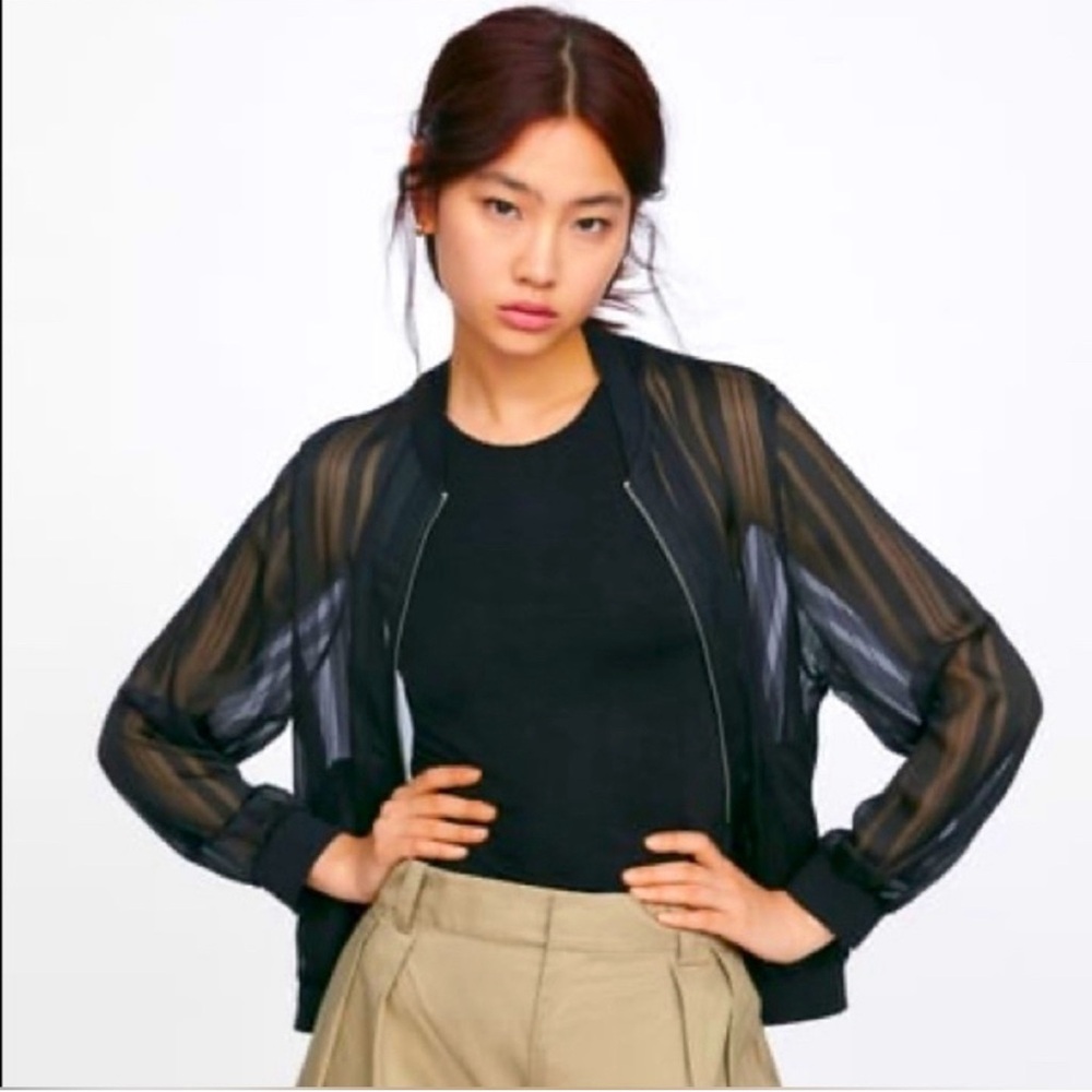 Zara Striped Sheer Bomber - S